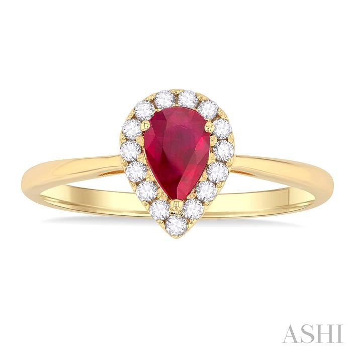 Pear Shape Gemstone & Halo Diamond Ring
