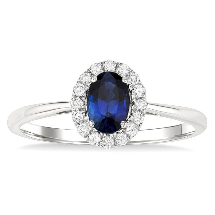 Oval Shape Gemstone & Halo Diamond Ring