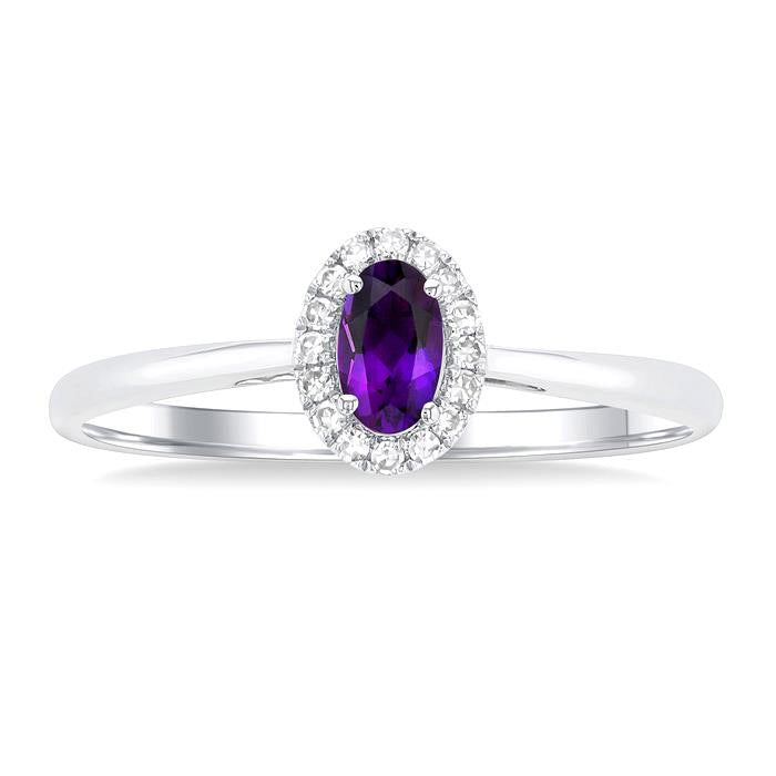 Oval Shape Gemstone & Halo Diamond Ring