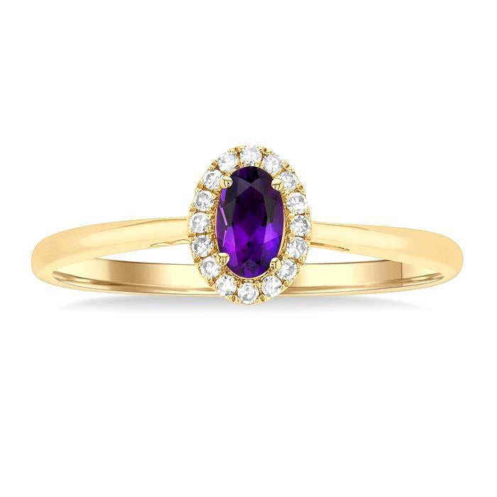 Oval Shape Gemstone & Halo Diamond Ring