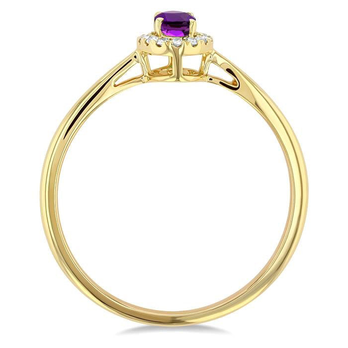 Oval Shape Gemstone & Halo Diamond Ring
