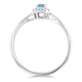 5x3 MM Octagonal Shape Aquamarine and 1/20 Ctw Round Cut Diamond Halo Semi-Precious Ring in 14K White Gold