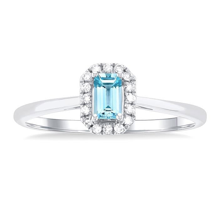 Emerald Shape Gemstone & Halo Diamond Ring