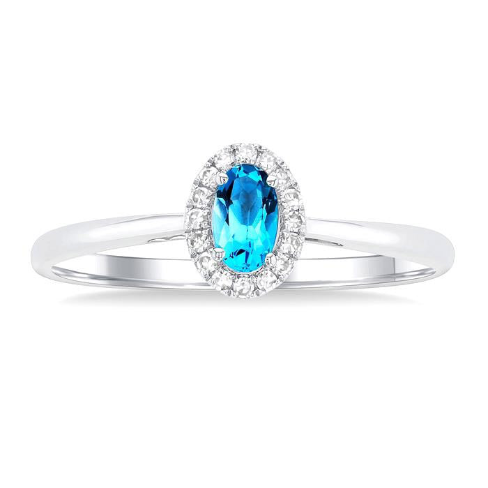 Oval Shape Gemstone & Halo Diamond Ring