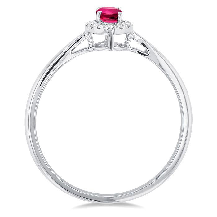 Oval Shape Gemstone & Halo Diamond Ring