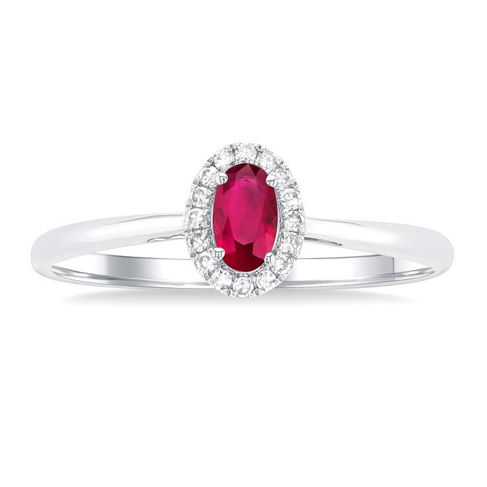 Oval Shape Gemstone & Halo Diamond Ring