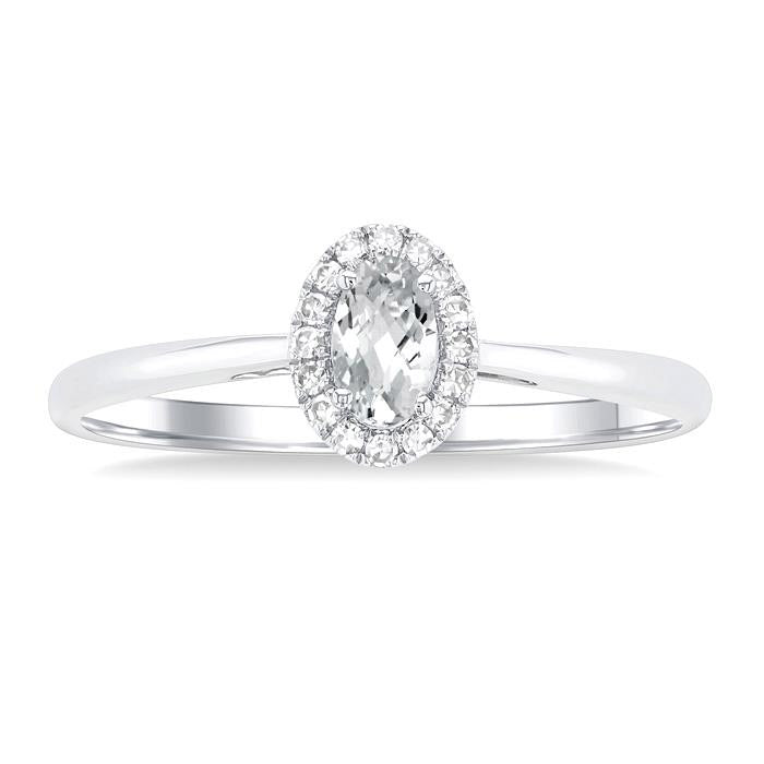 Oval Shape Gemstone & Halo Diamond Ring