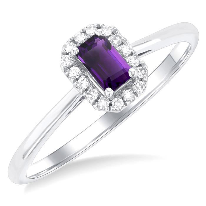 Emerald Shape Gemstone & Halo Diamond Ring