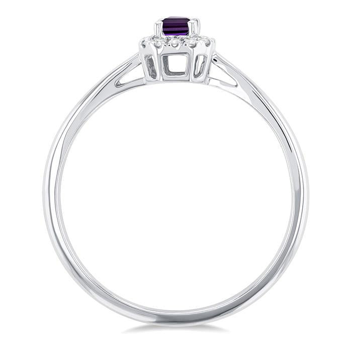 Emerald Shape Gemstone & Halo Diamond Ring