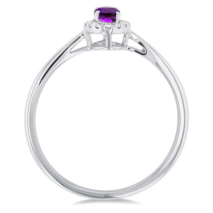 Oval Shape Gemstone & Halo Diamond Ring