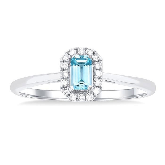Emerald Shape Gemstone & Halo Diamond Ring