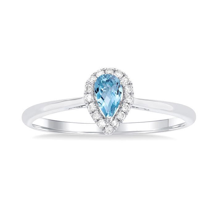 Pear Shape Gemstone & Halo Diamond Ring