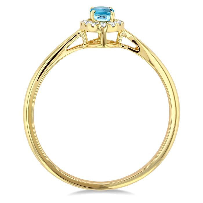 Oval Shape Gemstone & Halo Diamond Ring