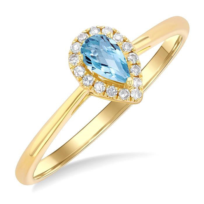 Pear Shape Gemstone & Halo Diamond Ring