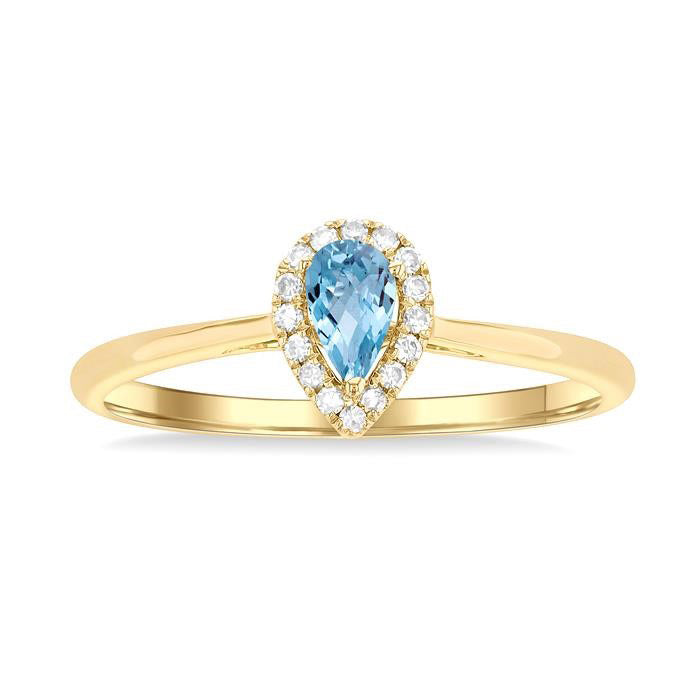Pear Shape Gemstone & Halo Diamond Ring