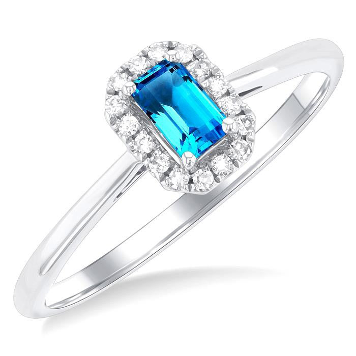 Emerald Shape Gemstone & Halo Diamond Ring