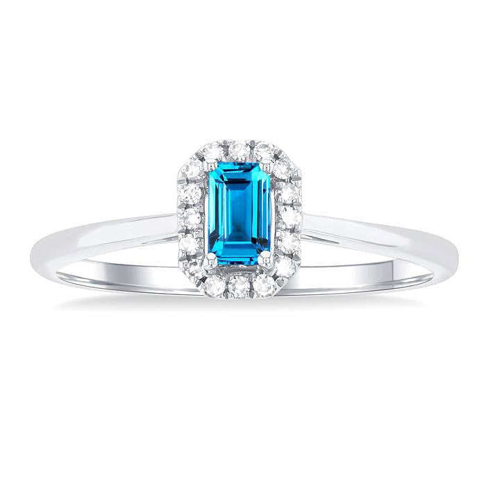 Emerald Shape Gemstone & Halo Diamond Ring
