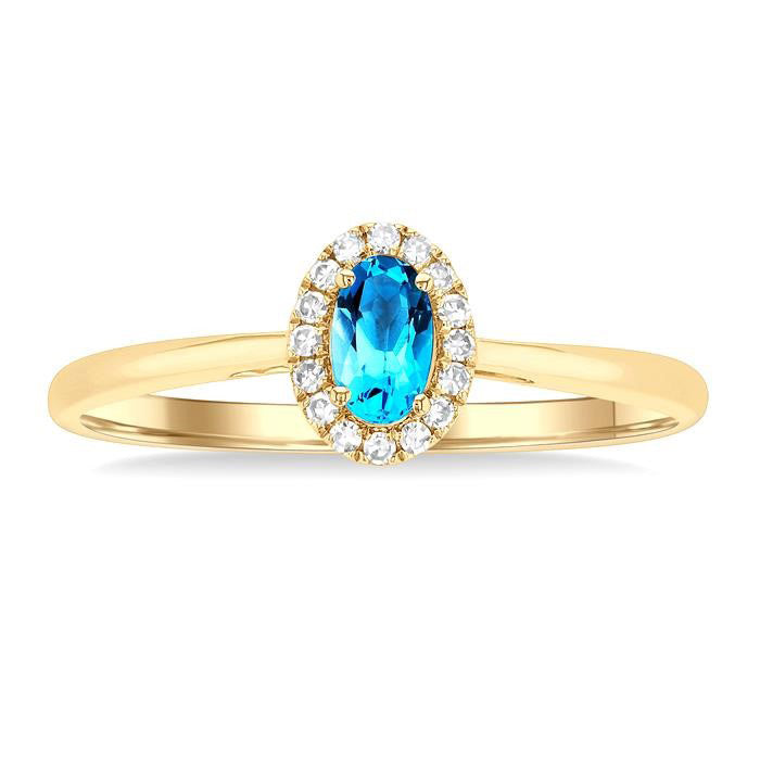 Oval Shape Gemstone & Halo Diamond Ring