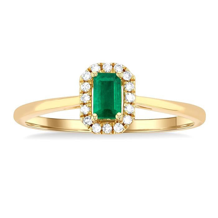 Gemstone & Halo Diamond Ring