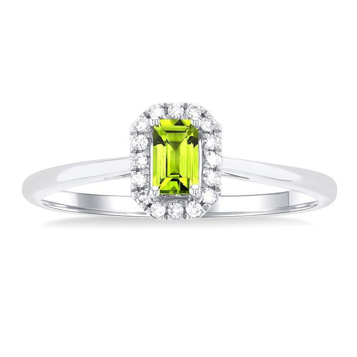 Emerald Shape Gemstone & Halo Diamond Ring