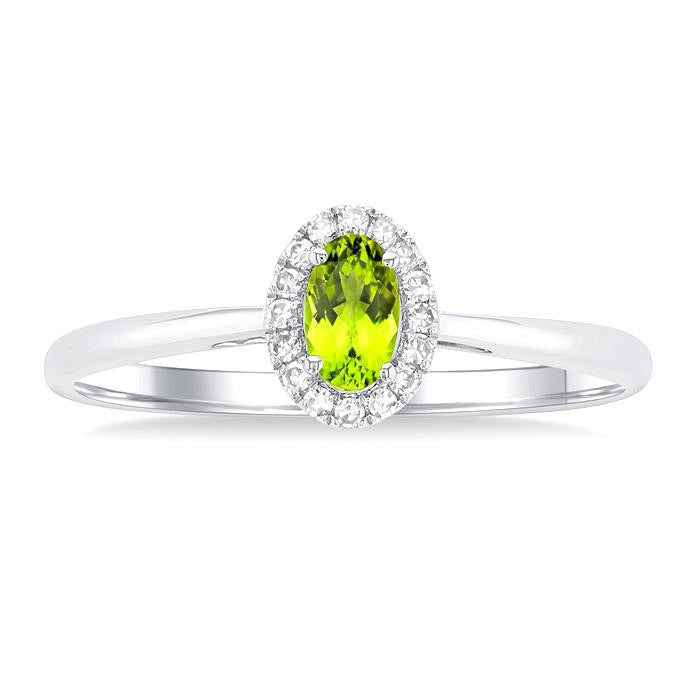 Oval Shape Gemstone & Halo Diamond Ring