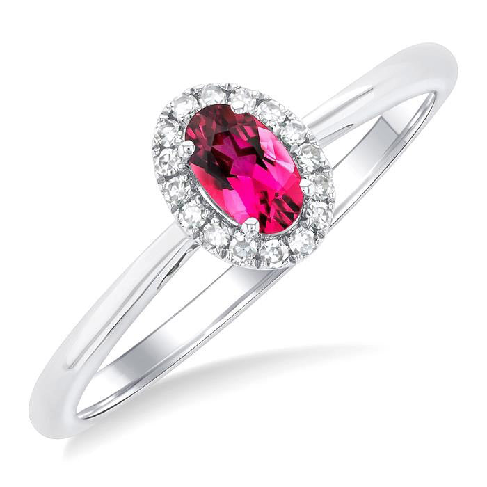 Oval Shape Gemstone & Halo Diamond Ring