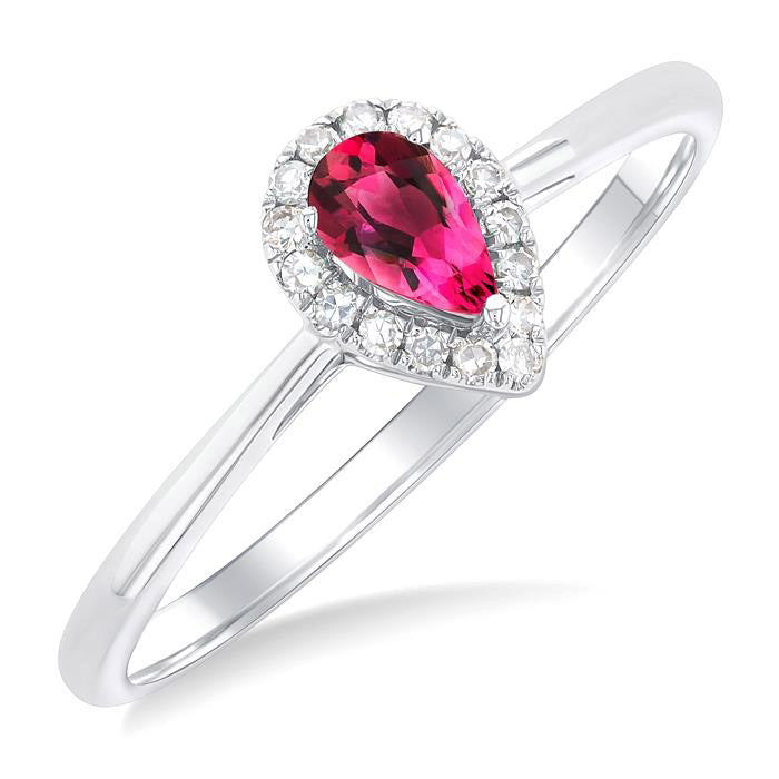 Pear Shape Gemstone & Halo Diamond Ring