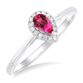 Pear Shape Gemstone & Halo Diamond Ring