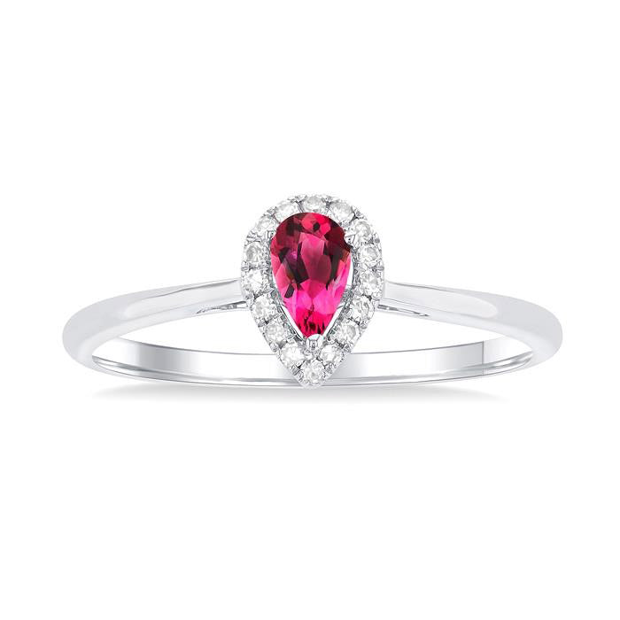Pear Shape Gemstone & Halo Diamond Ring