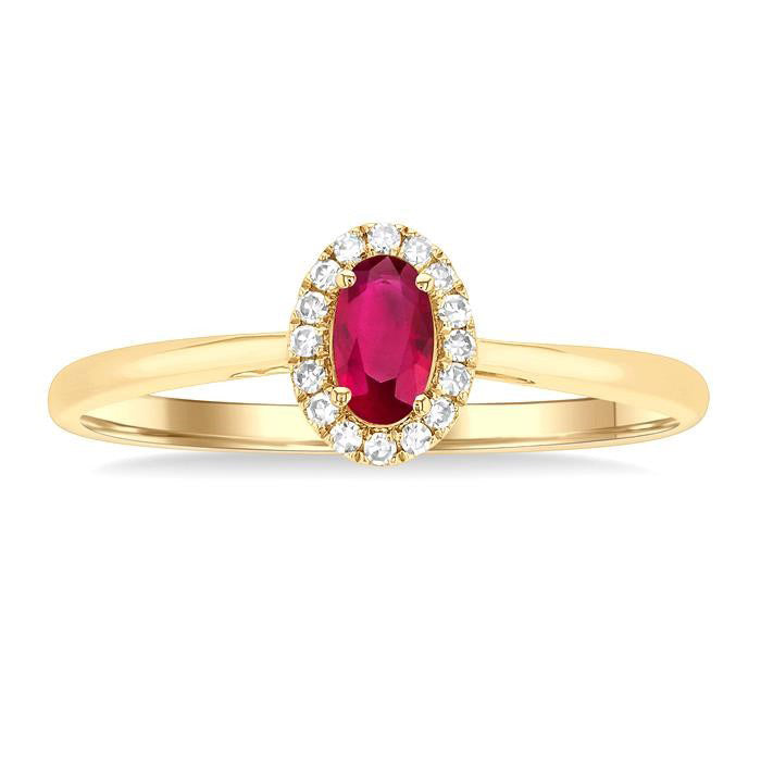 Oval Shape Gemstone & Halo Diamond Ring