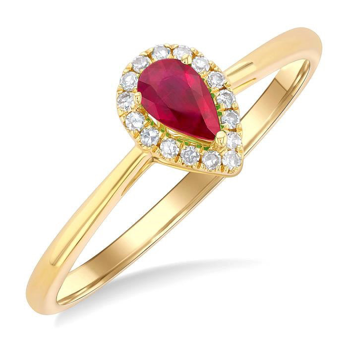 Pear Shape Gemstone & Diamond Ring