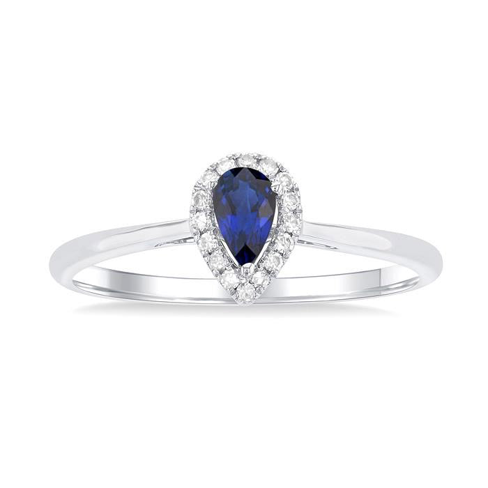 Pear Shape Gemstone & Halo Diamond Ring