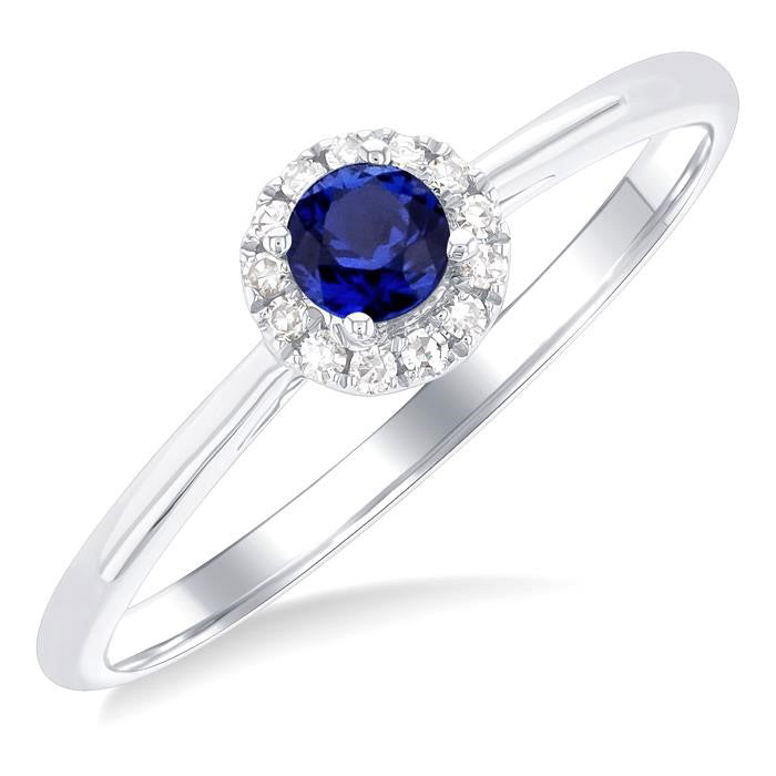 Gemstone & Halo Diamond Ring