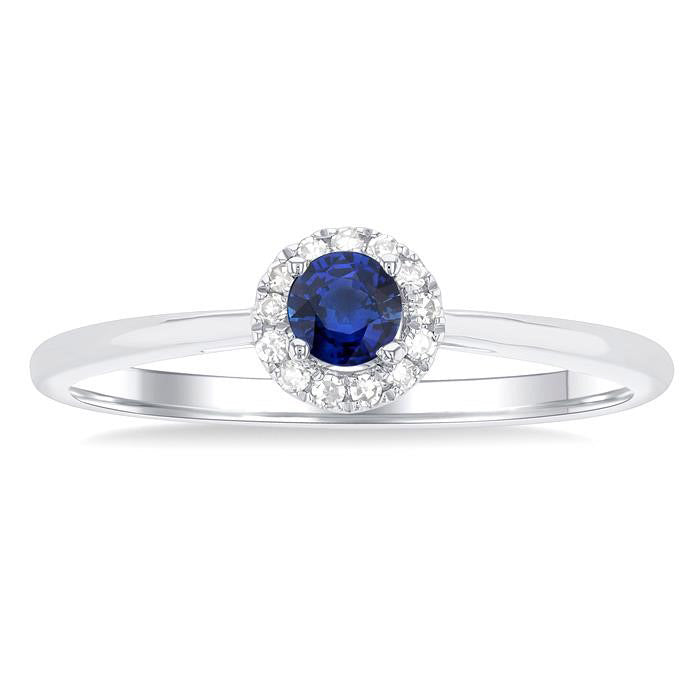 Gemstone & Halo Diamond Ring
