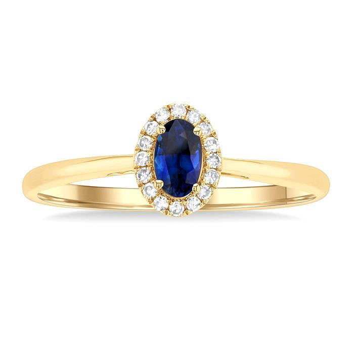 Oval Shape Gemstone & Halo Diamond Ring