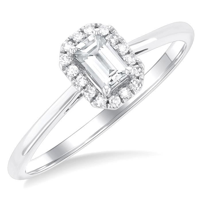 Emerald Shape Gemstone & Halo Diamond Ring