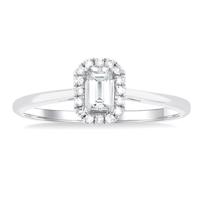 Emerald Shape Gemstone & Halo Diamond Ring