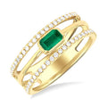 Emerald Shape East-West Emerald Gemstone & Diamond Ring