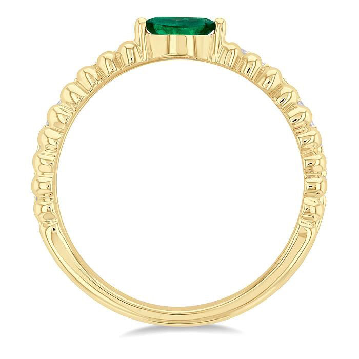 Bead Marquise Shape Gemstone & Diamond Ring