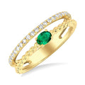 Bead Oval Shape East-West Gemstone & Diamond Ring