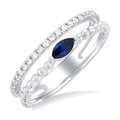 Bead Marquise Shape Gemstone & Diamond Ring