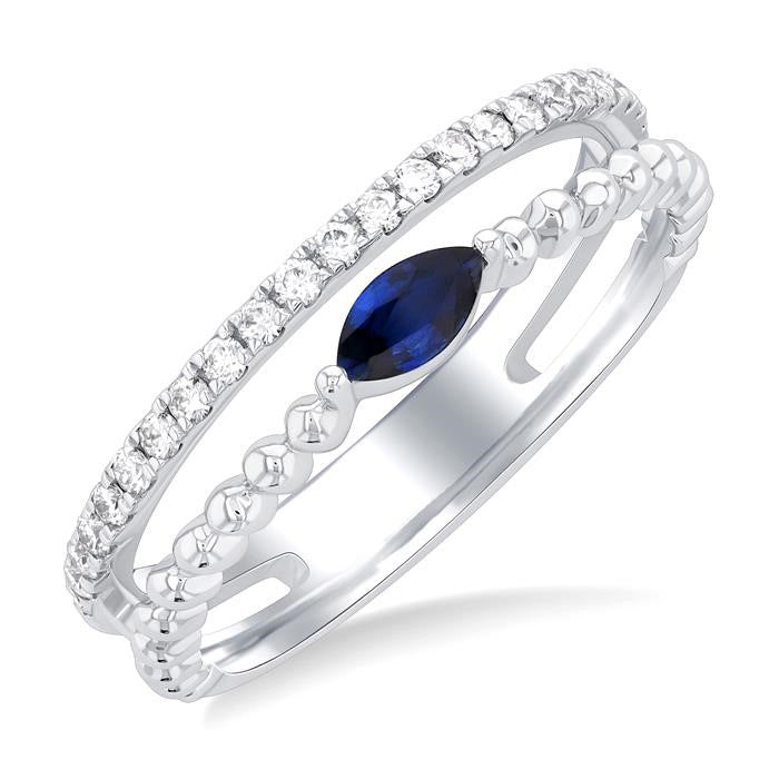 Bead Marquise Shape Gemstone & Diamond Ring