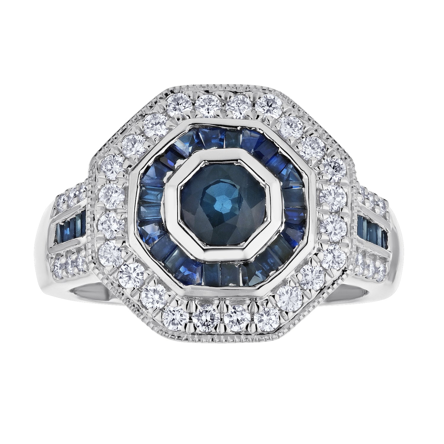 Diamond and Genuine Sapphire Vintage Style Ring