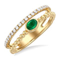 Bead Oval Shape Gemstone & Diamond Ring