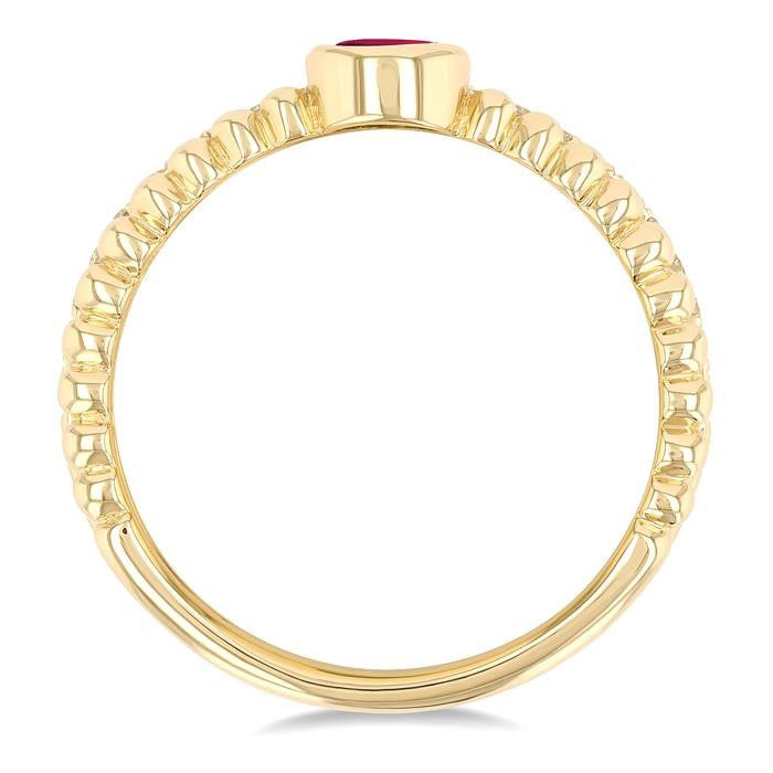 Bead Oval Shape Gemstone & Diamond Ring