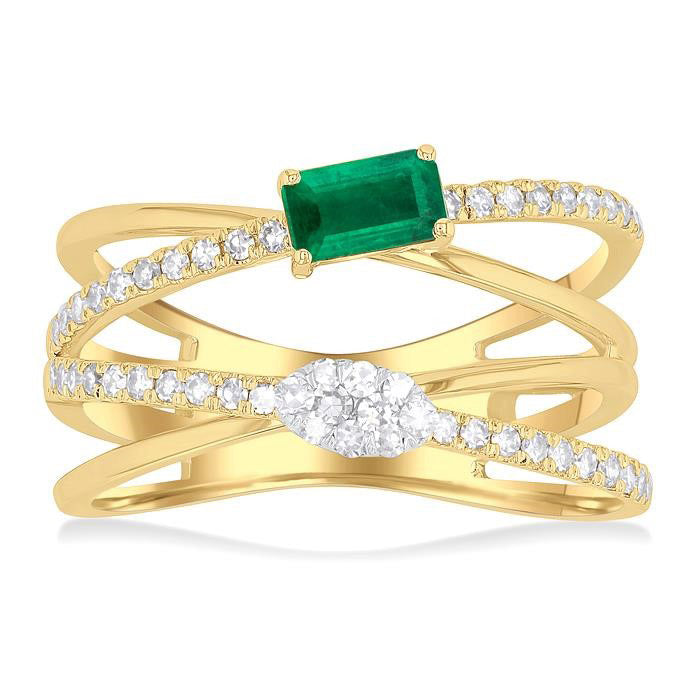 Criss Cross Gemstone & Shine Bright Diamond Fashion Ring