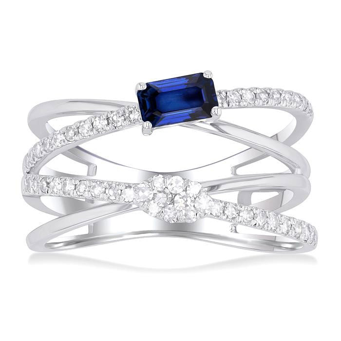 Criss Cross Gemstone & Shine Bright Diamond Fashion Ring