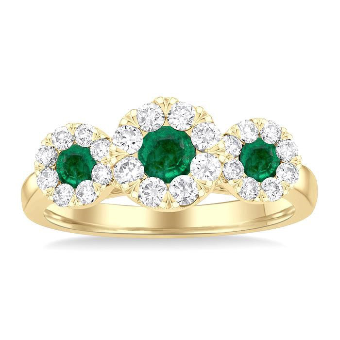 Round Shape Past Present & Future Shine Bright Gemstone & Diamond Ring