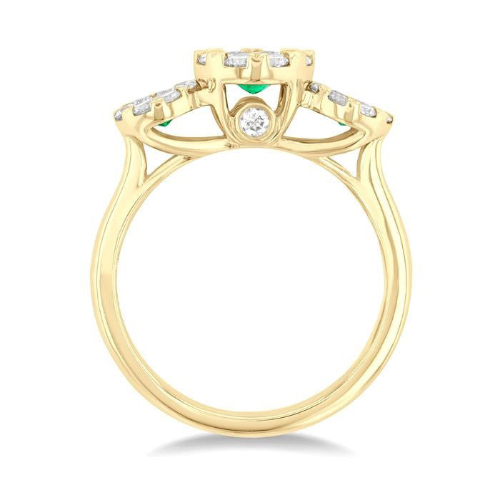 Round Shape Past Present & Future Shine Bright Gemstone & Diamond Ring
