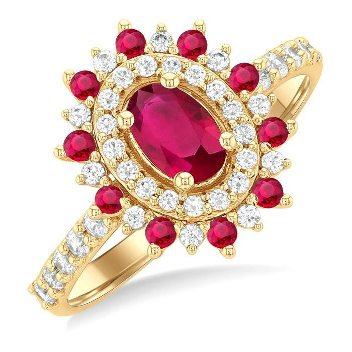 Oval Shape Gemstone & Diamond Ring